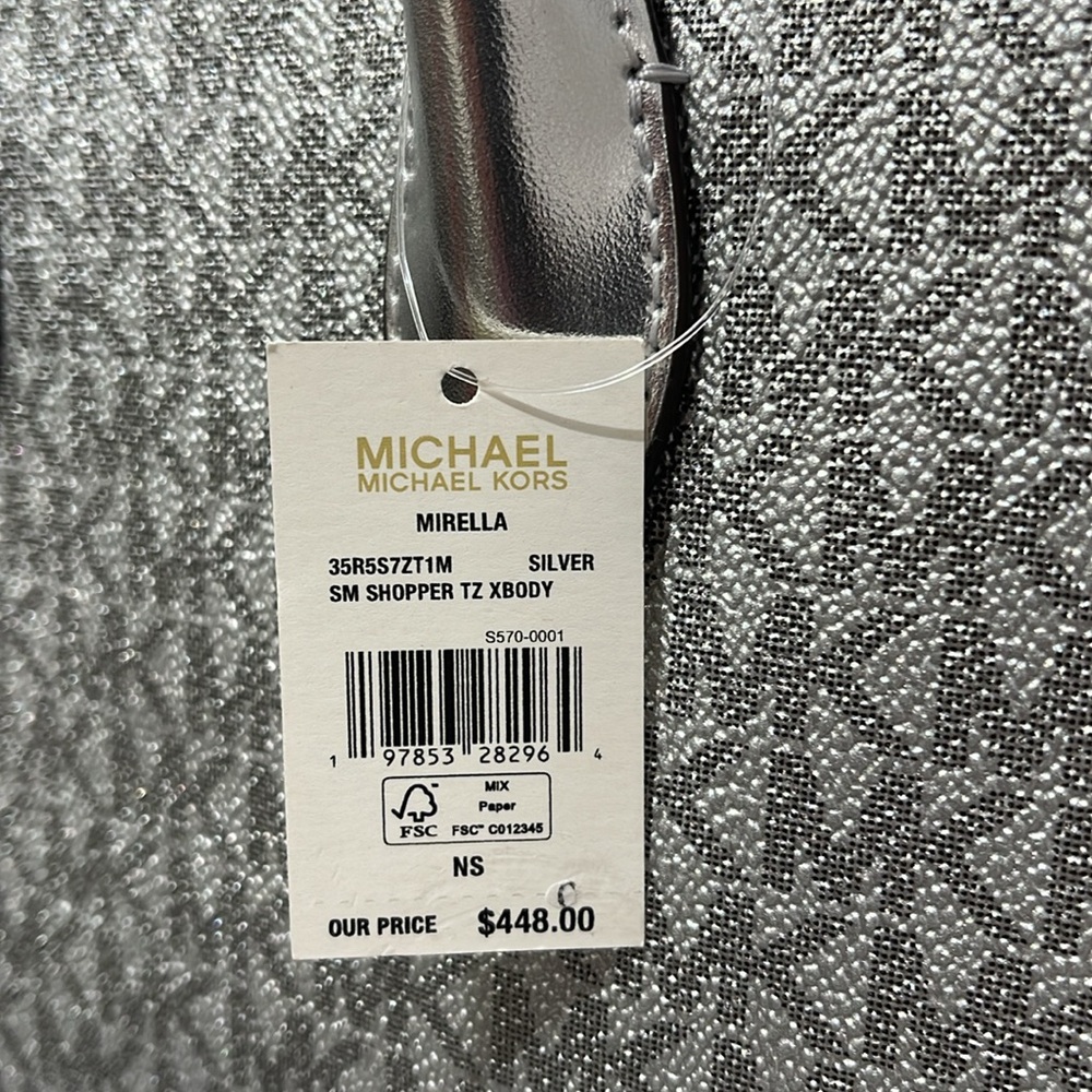 Michael Kors Mirella Small Metallic Signature Logo Crossbody Bag 
Silver 
NWT - Picture 7 of 16